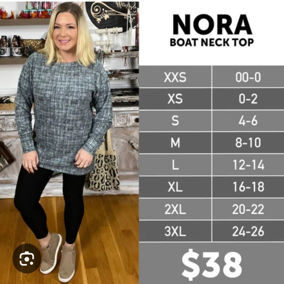 Black and White Floral Long Sleeve NORA Top- LulaRoe- Large - Picture 9 of 9